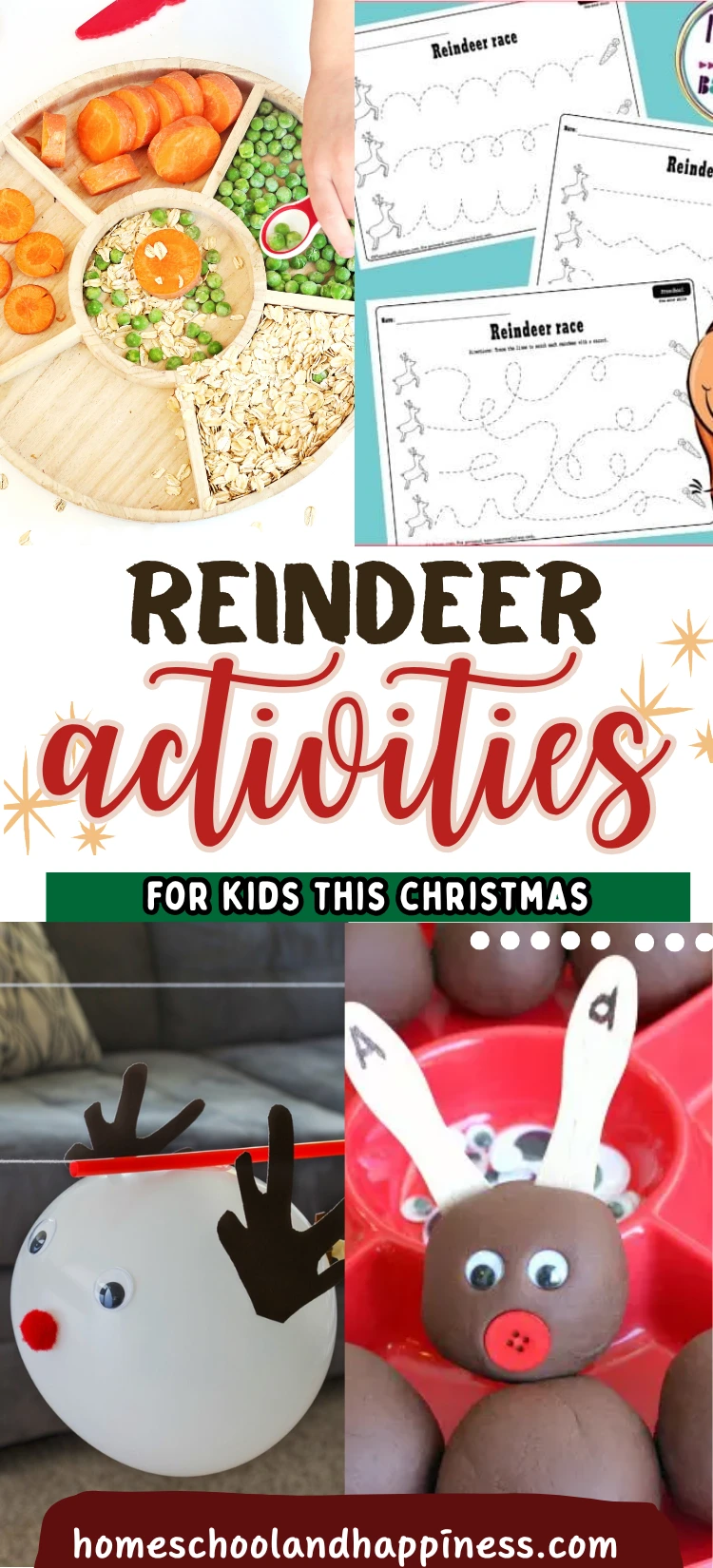 a collage of reindeer activities