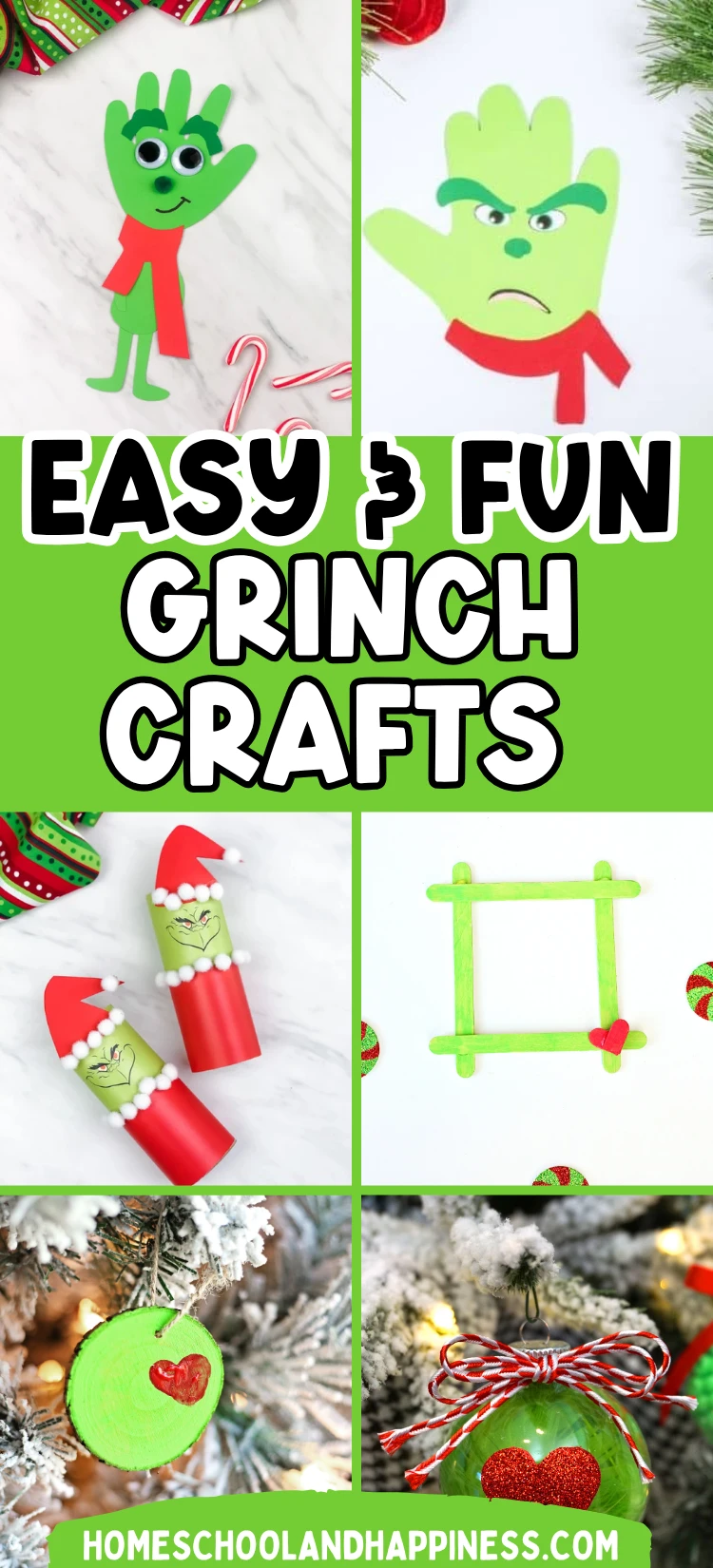 a collage of grinch crafts