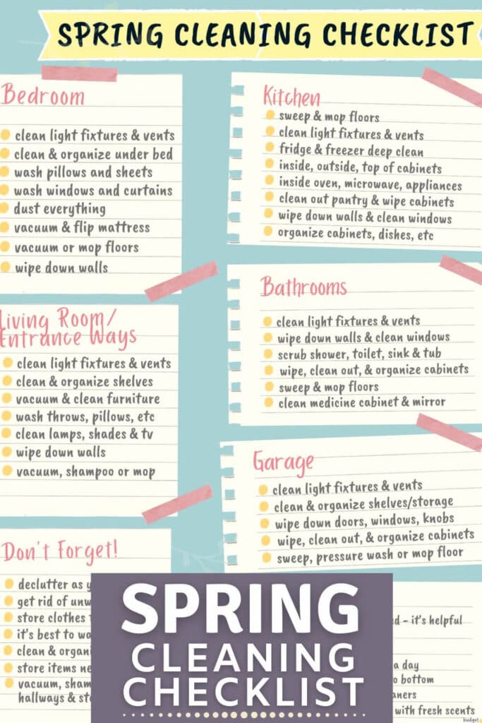 spring clean your bedroom checklist clipart