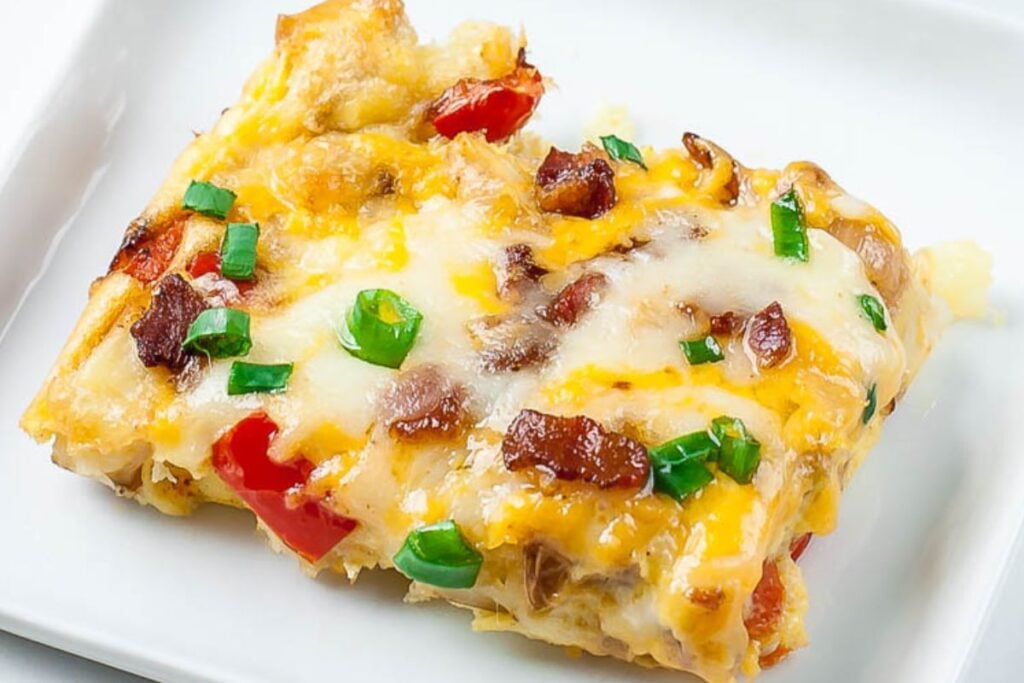 Cheesy Roasted Potato Breakfast Bake by Peas and Crayons