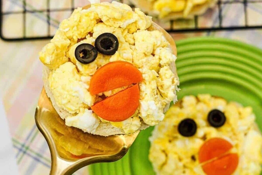 Scrambled Egg Easter Chick Toast by Homeschool and Happiness