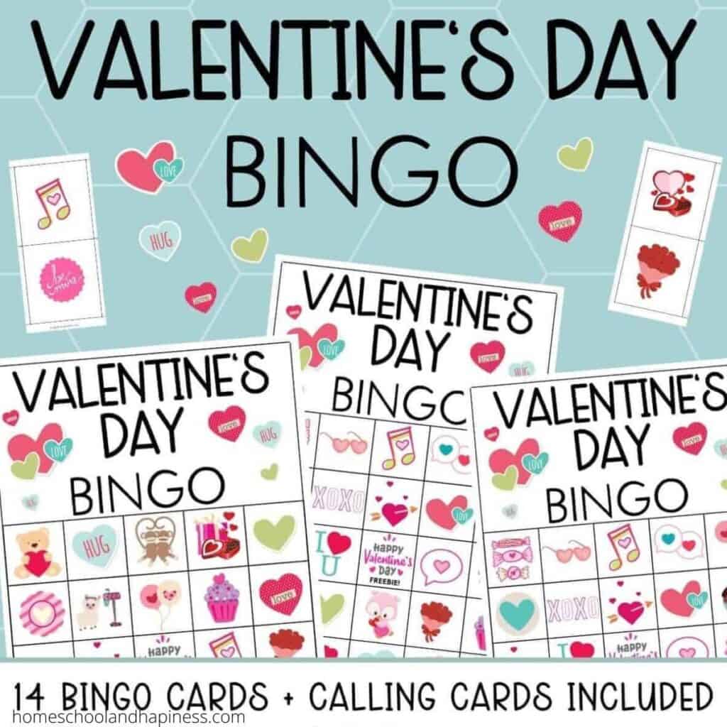 Free Printable Valentine Bingo Game for Kids - 14 Cards