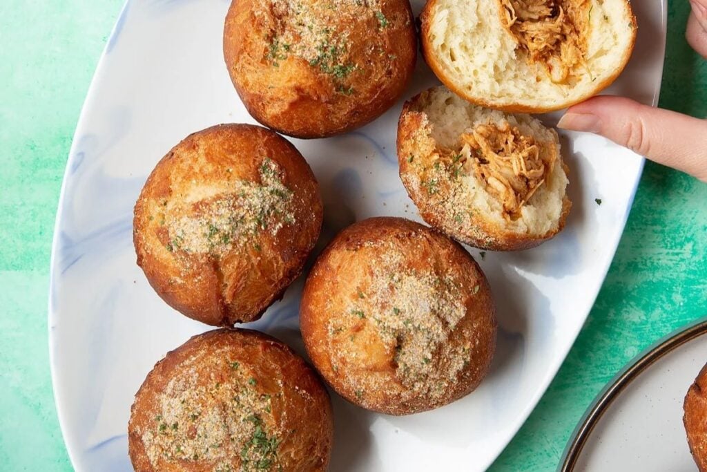 Pulled chicken doughnuts by Emily Leary