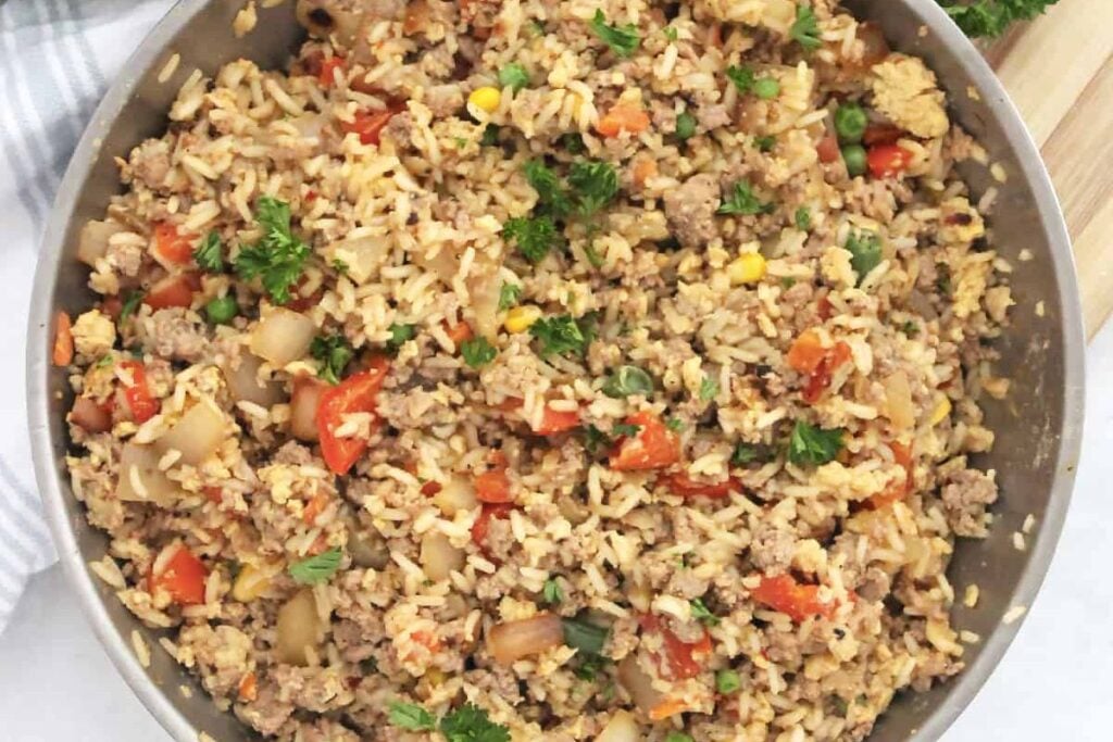 Ground Turkey Fried Rice by Slow The Cook Down