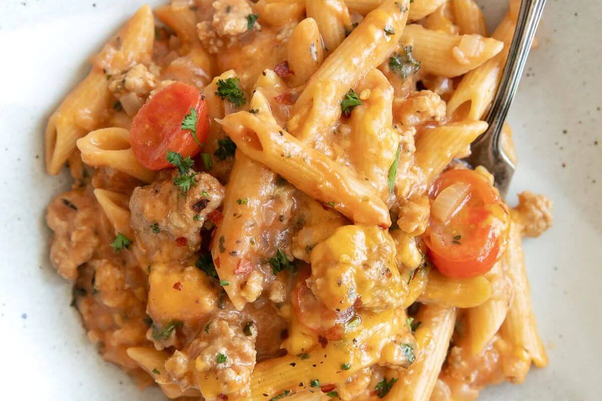 Ground Turkey Pasta by The Forked Spoon