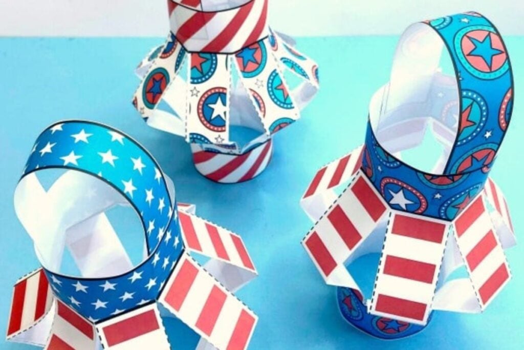 Paper American Flag Lantern Craft by Red Ted Art