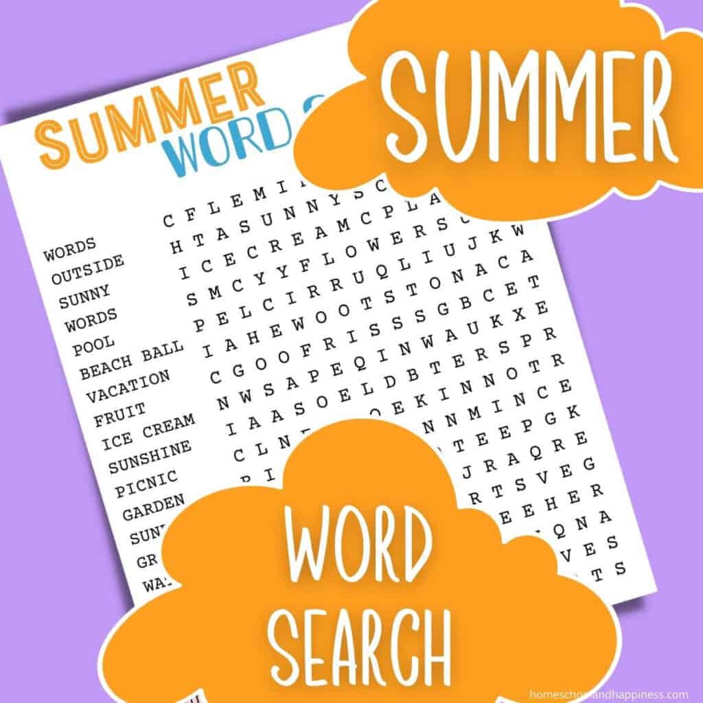 Free Summer Word Search Printable for Kids