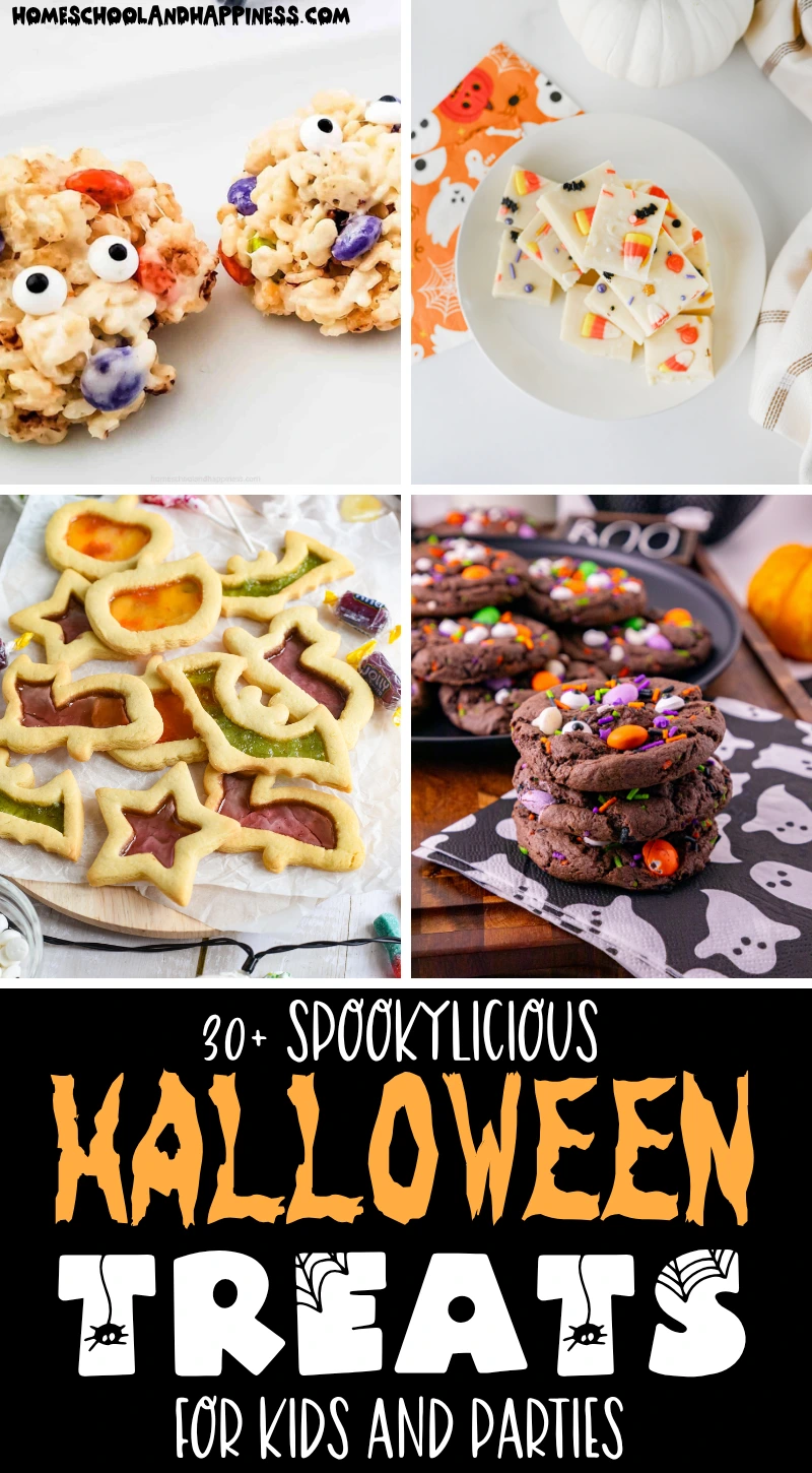 a collage of halloween treats for kids