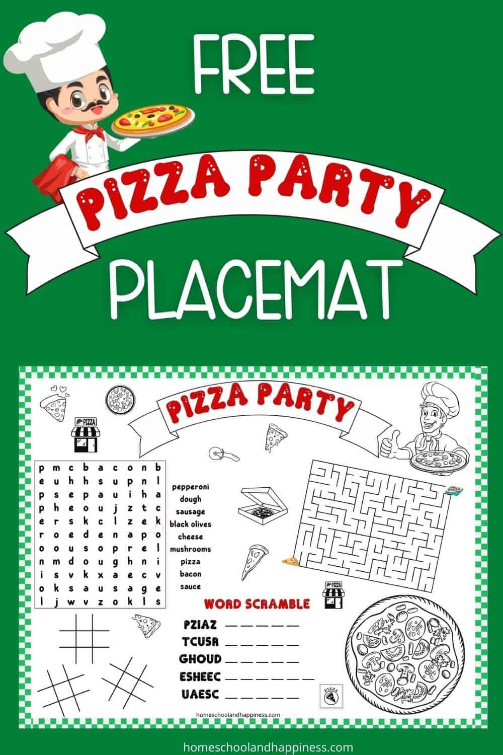 Pizza Placemat Printable Activity