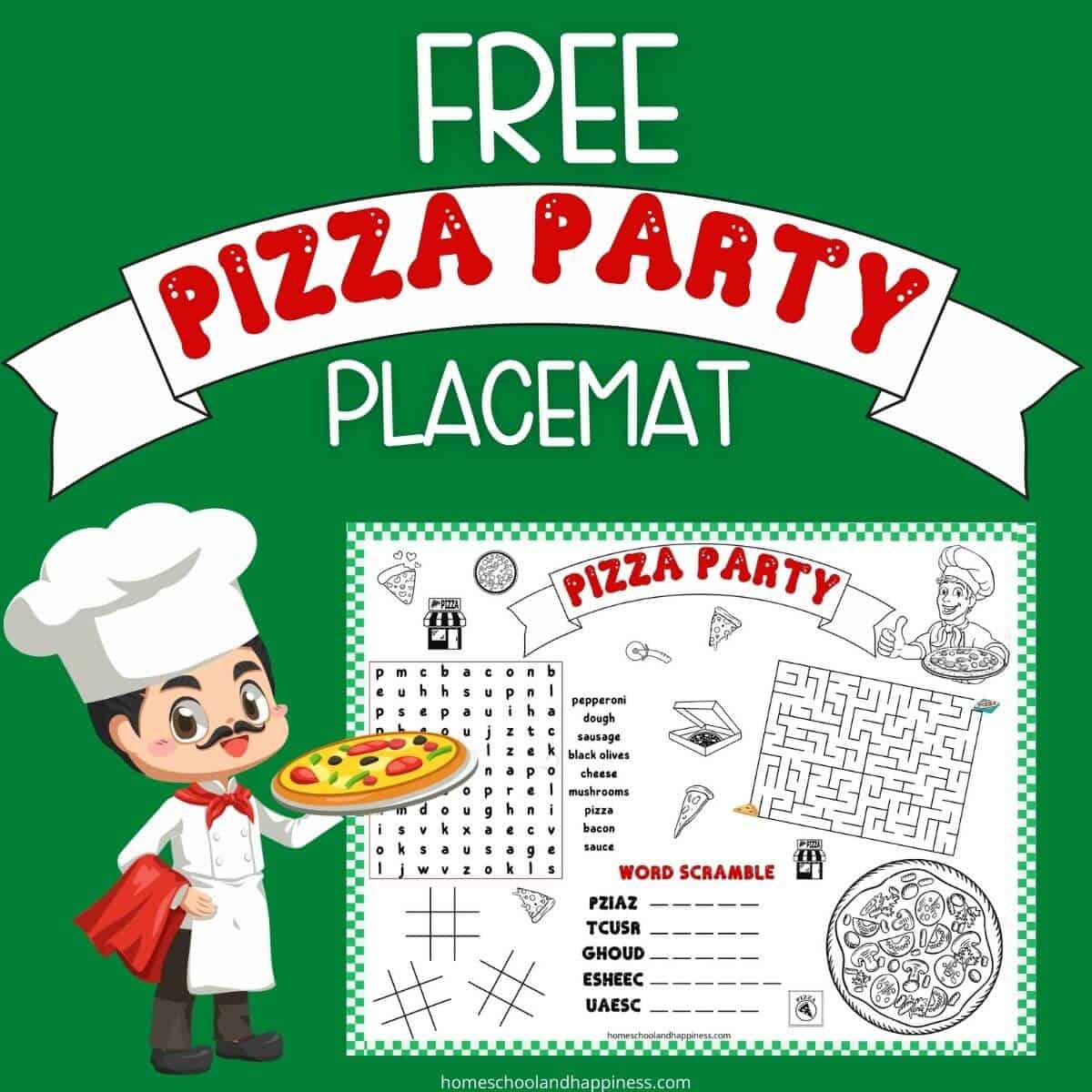 Pizza Placemat Activity Sheet for Kids {FREE PRINTABLE!} – The Art Kit