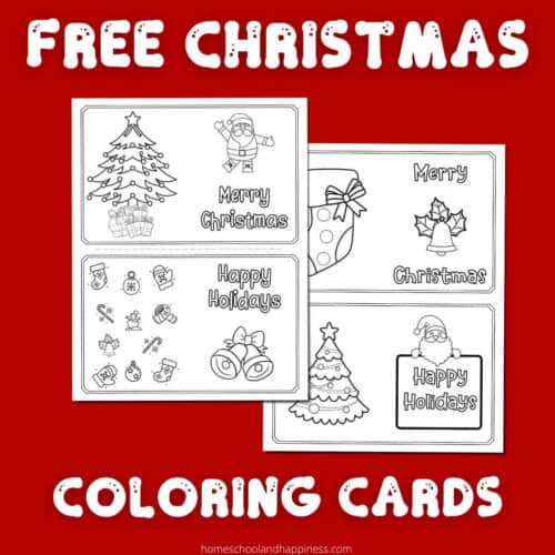 4 Free Printable Christmas Coloring Cards for Kids