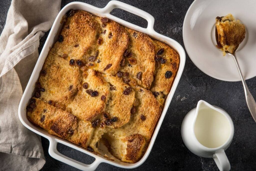 Air Fryer Raisin Bread Pudding by Cooking School Dropout