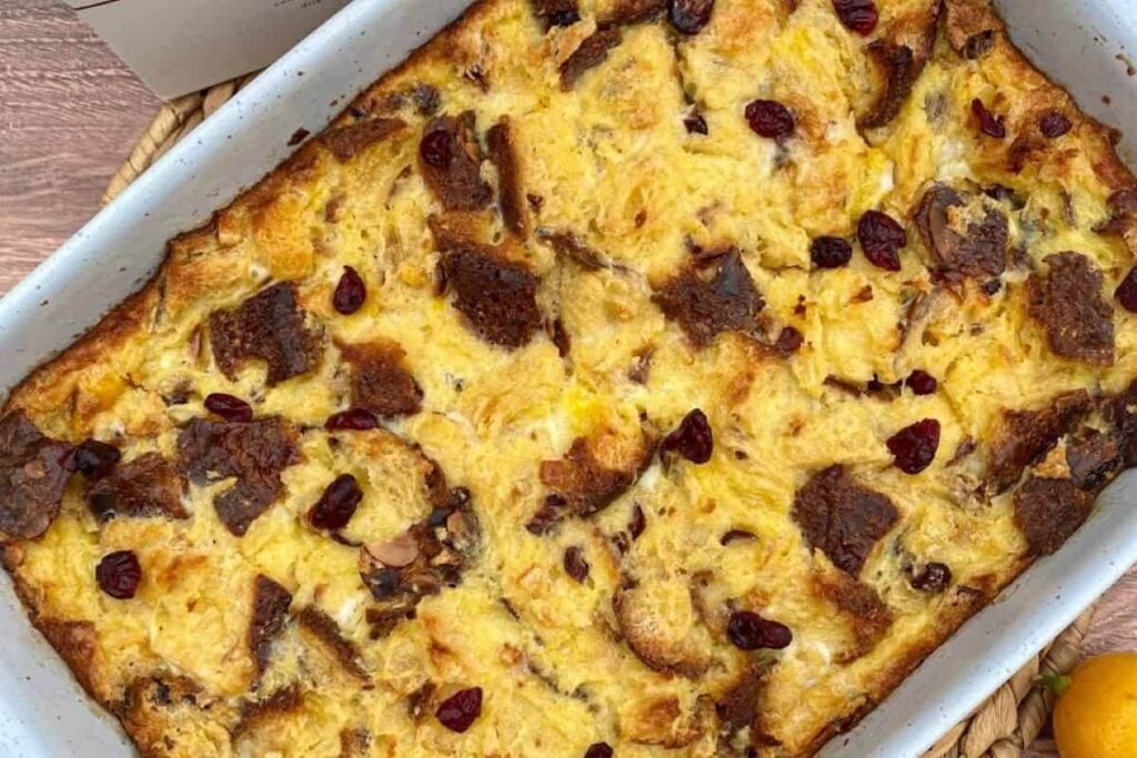 Panettone Bread Pudding with Limoncello Sauce by Happy Honey Kitchen