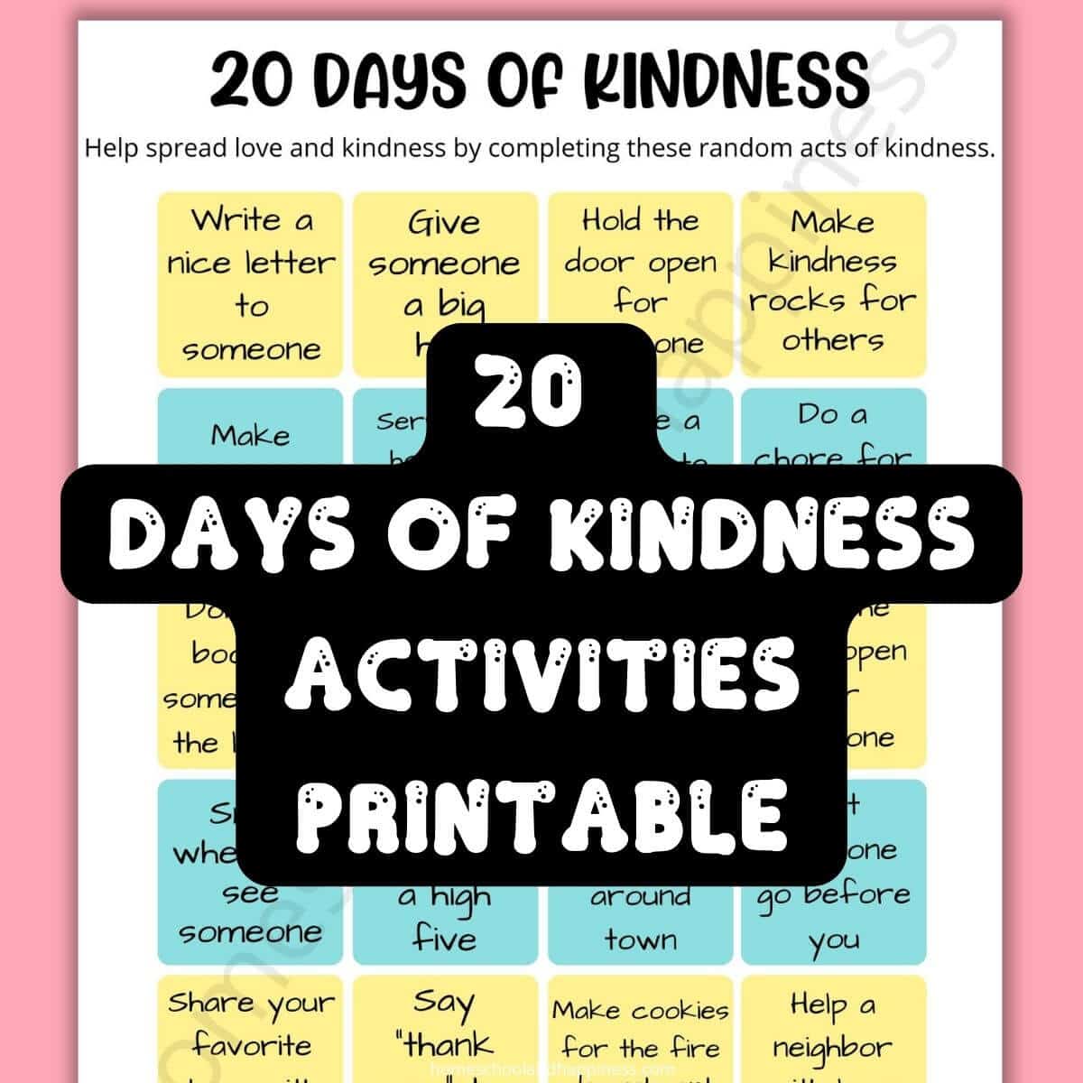 20 Day Kindness Challenge Printable Activities