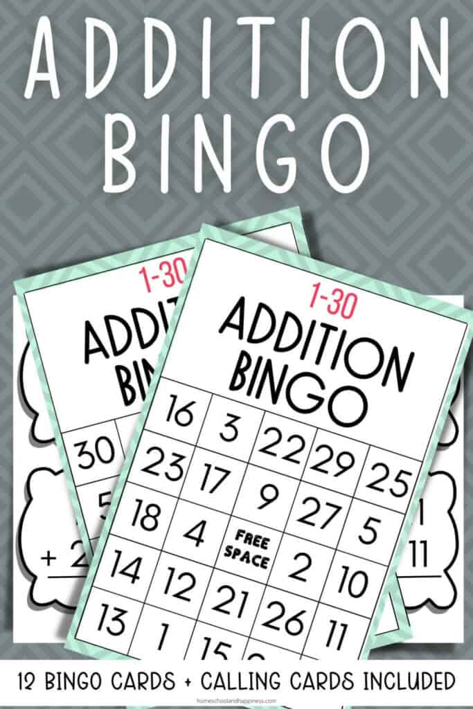 Addition Bingo Free Printable Game For Kids