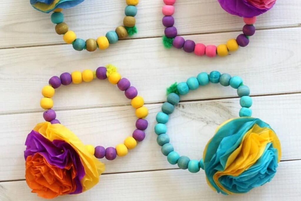 Tissue Paper Flower Bracelets by Buggy and Buddy