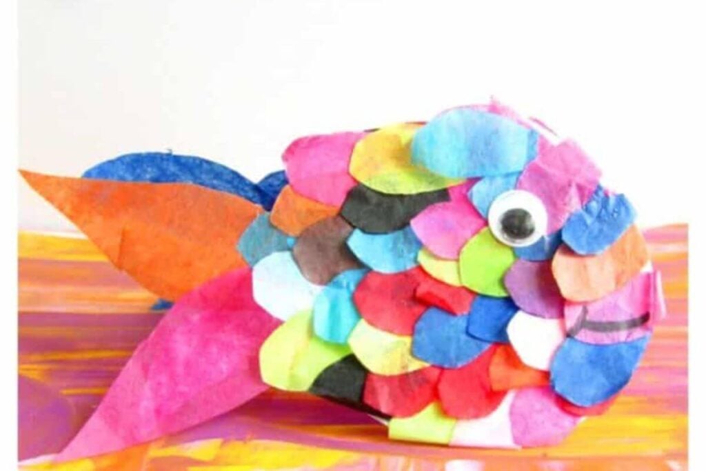 Tissue Paper Rainbow Fish by Arty Crafty Kids