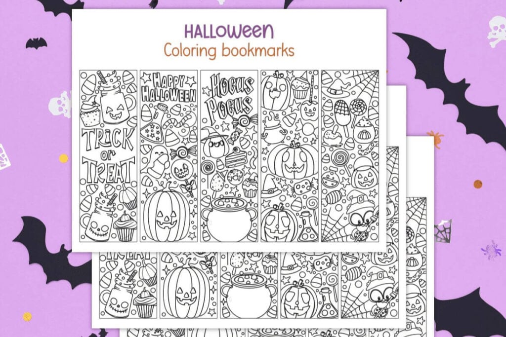 Printable Halloween Bookmarks to Color by The Benson Street