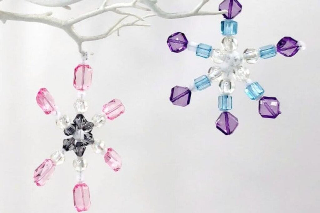 Beaded Pipe Cleaner Snowflakes by Red Ted Art