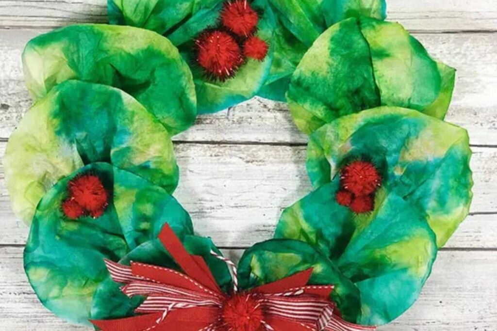 Coffee Filter Wreath Christmas Craft by Darcy and Brian