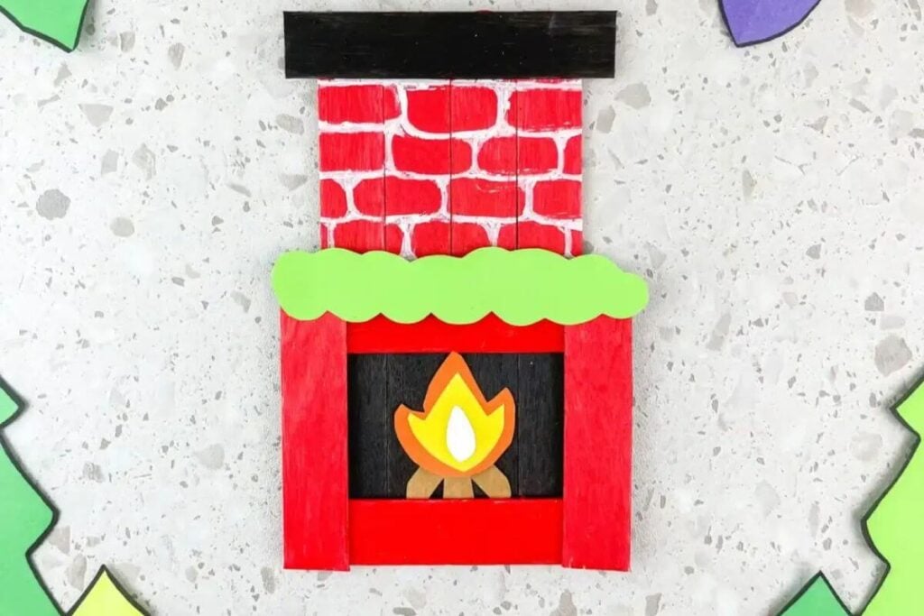 Fireplace Popsicle Stick craft by Cultivating Brilliant Minds