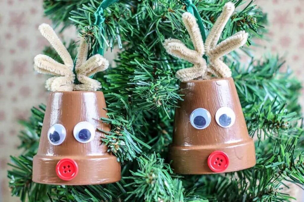 Reindeer Clay Pot Ornament by Darcey and Brian