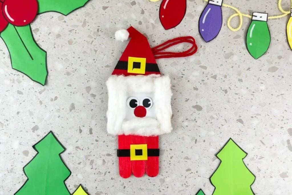 Santa Popsicle Stick Ornament by Cultivating Brilliant Minds