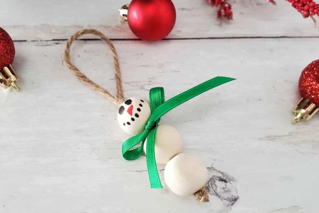 Snowman Wood Bead Ornament by The Reid Homestead