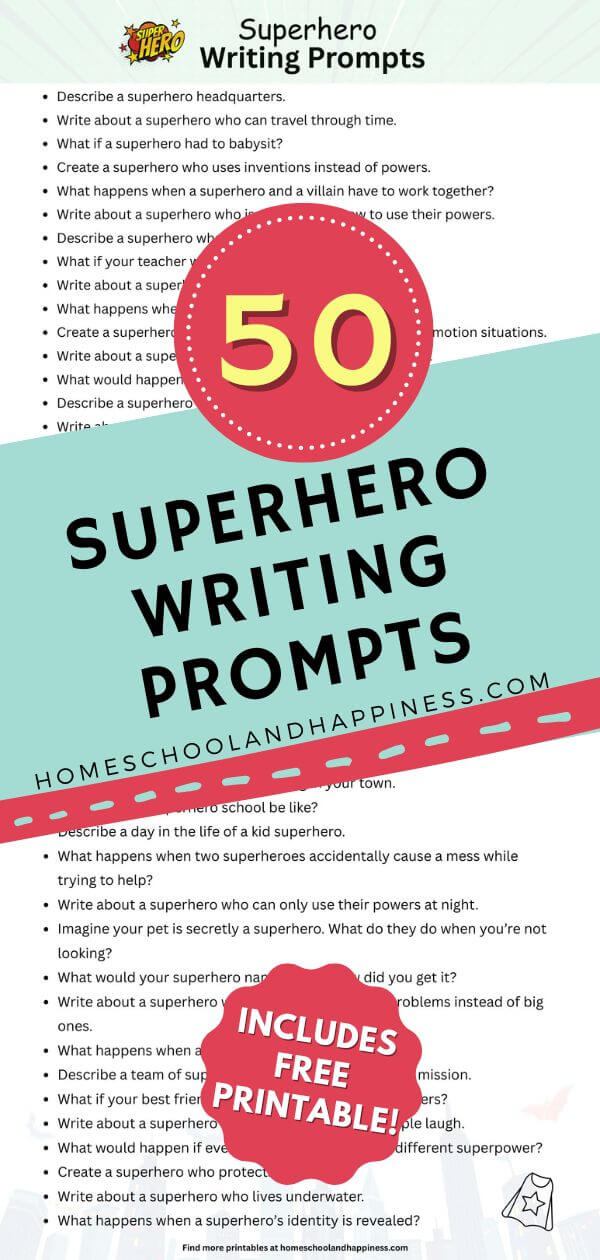 Superhero Writing Prompts for Kids (50 Story Ideas)