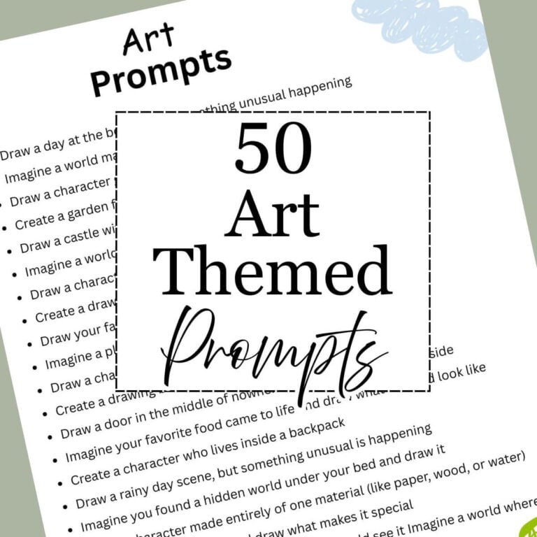 Featured image of 50 art prompts for kids.
