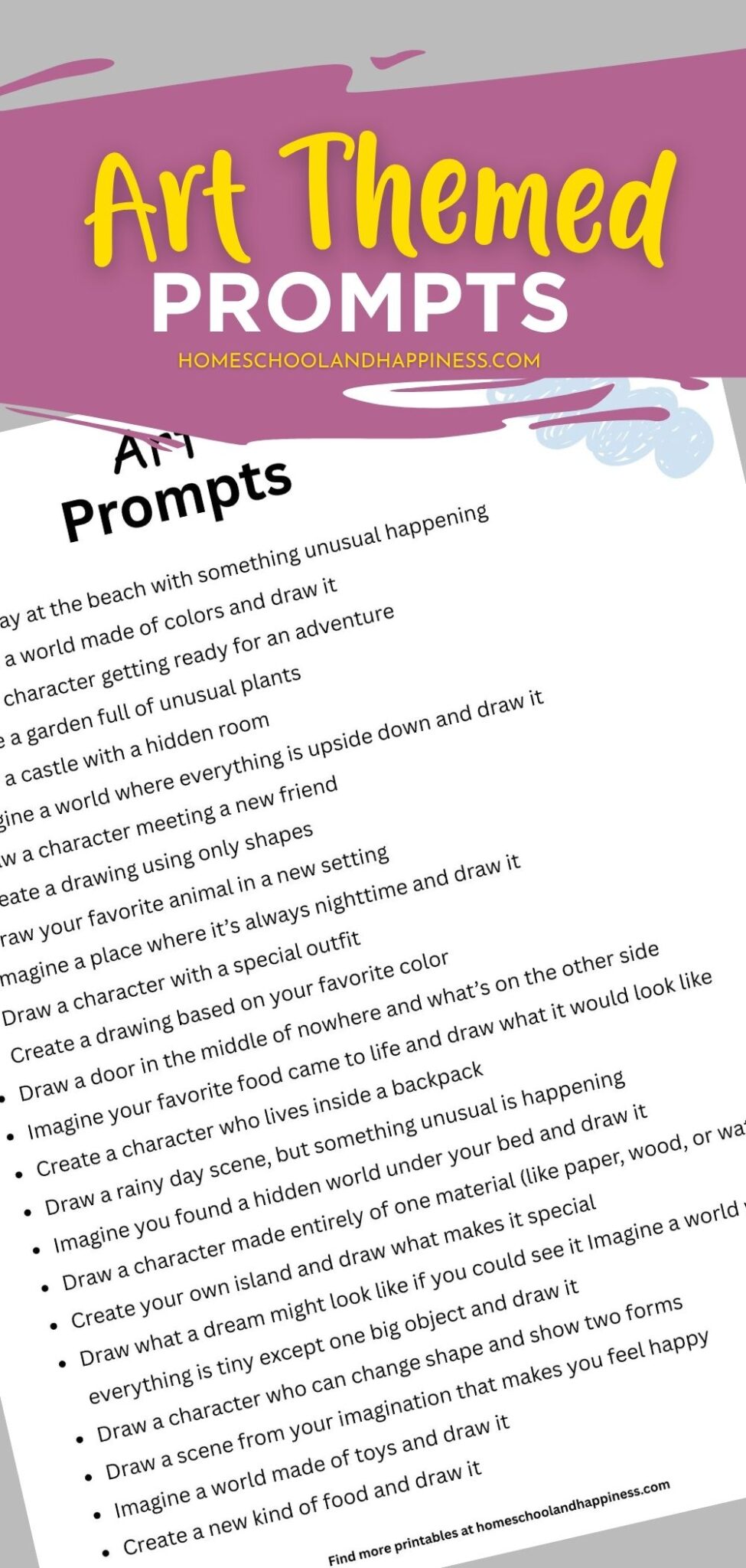 50 Creative Art Prompts for Kids (Printable Freebie)
