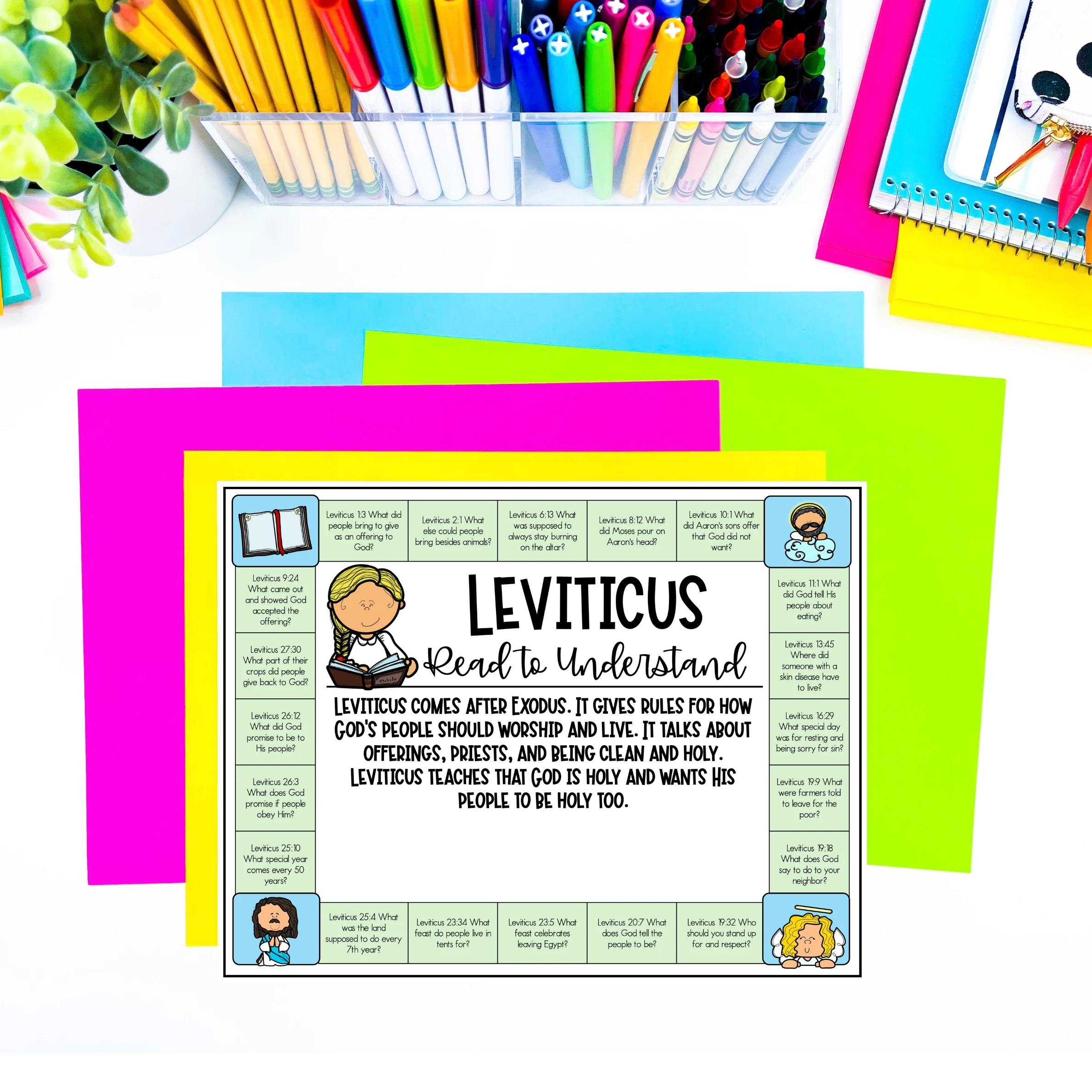 a paper that says "leviticus" with questions from that book of the Bible