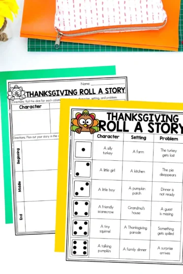 Thanksgiving Roll A Story worksheets