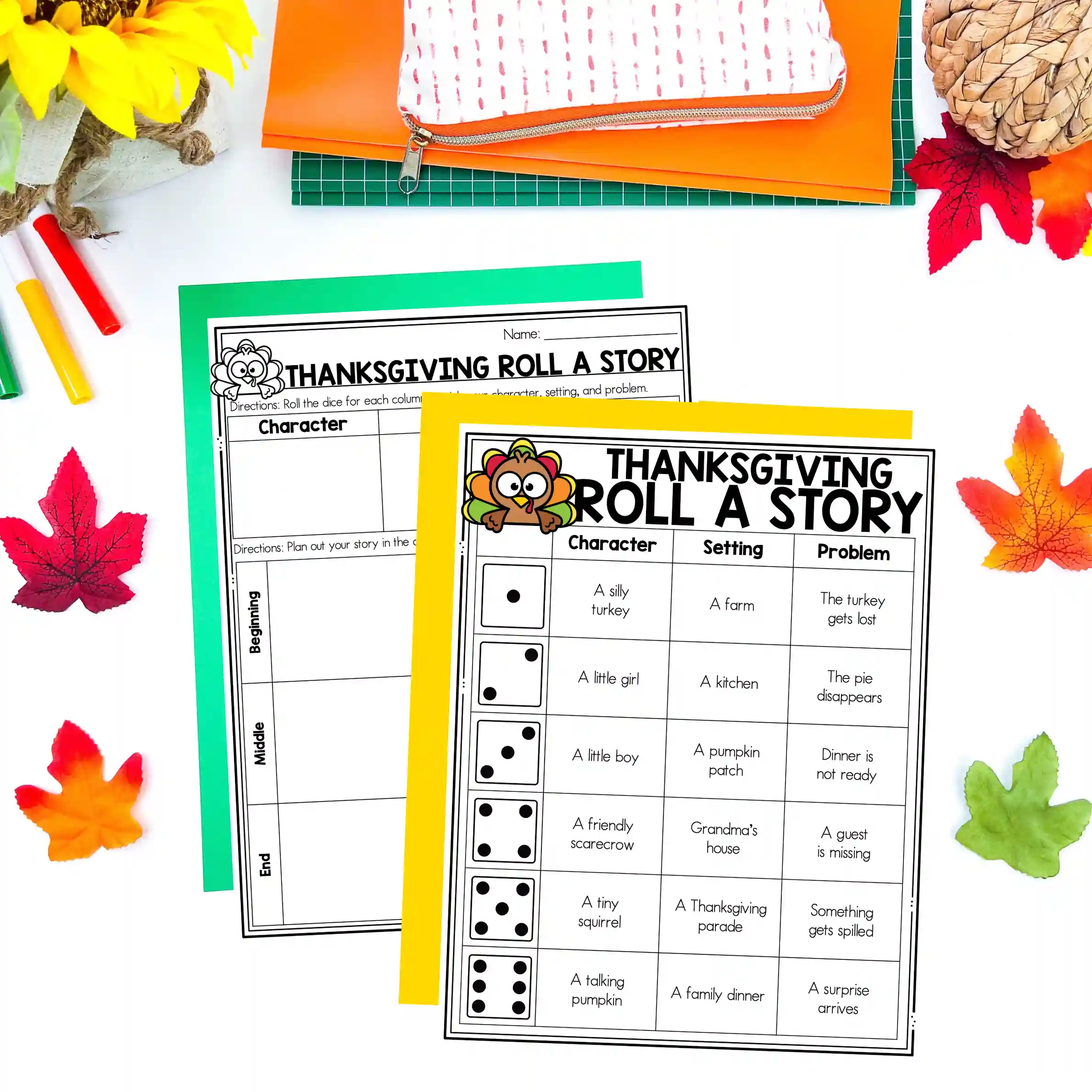 Thanksgiving Roll A Story worksheets