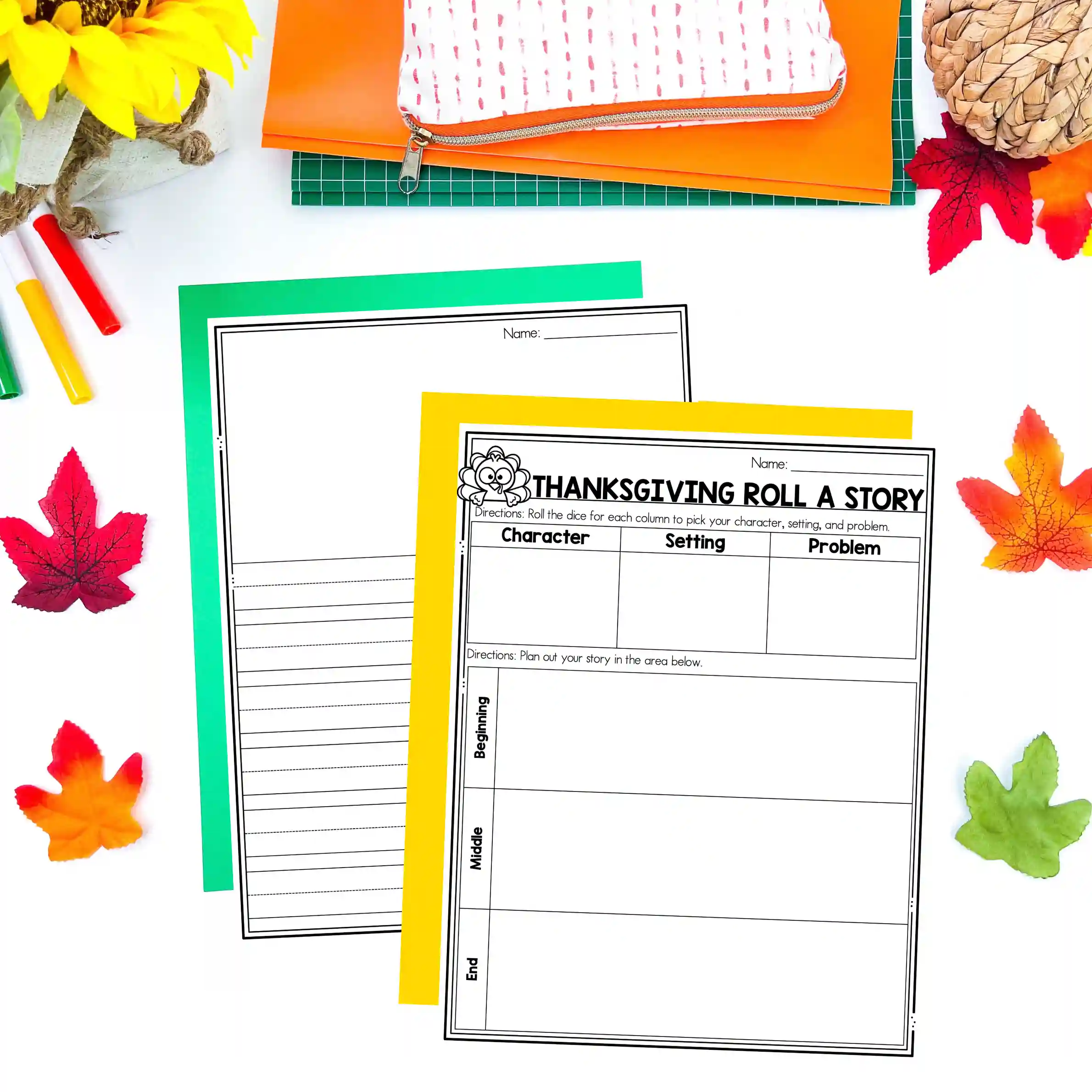 Thanksgiving Roll A Story worksheets