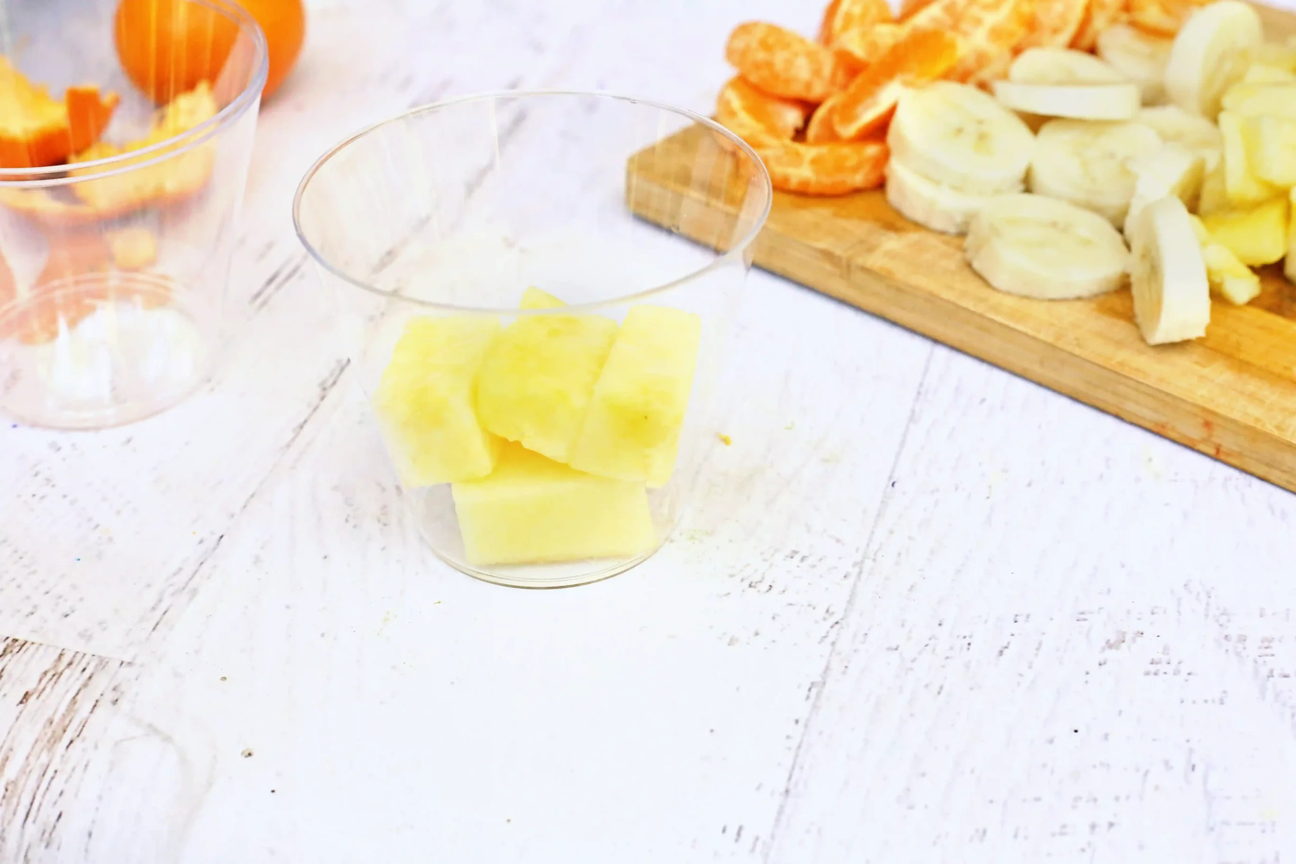 pineapple in a clear cup