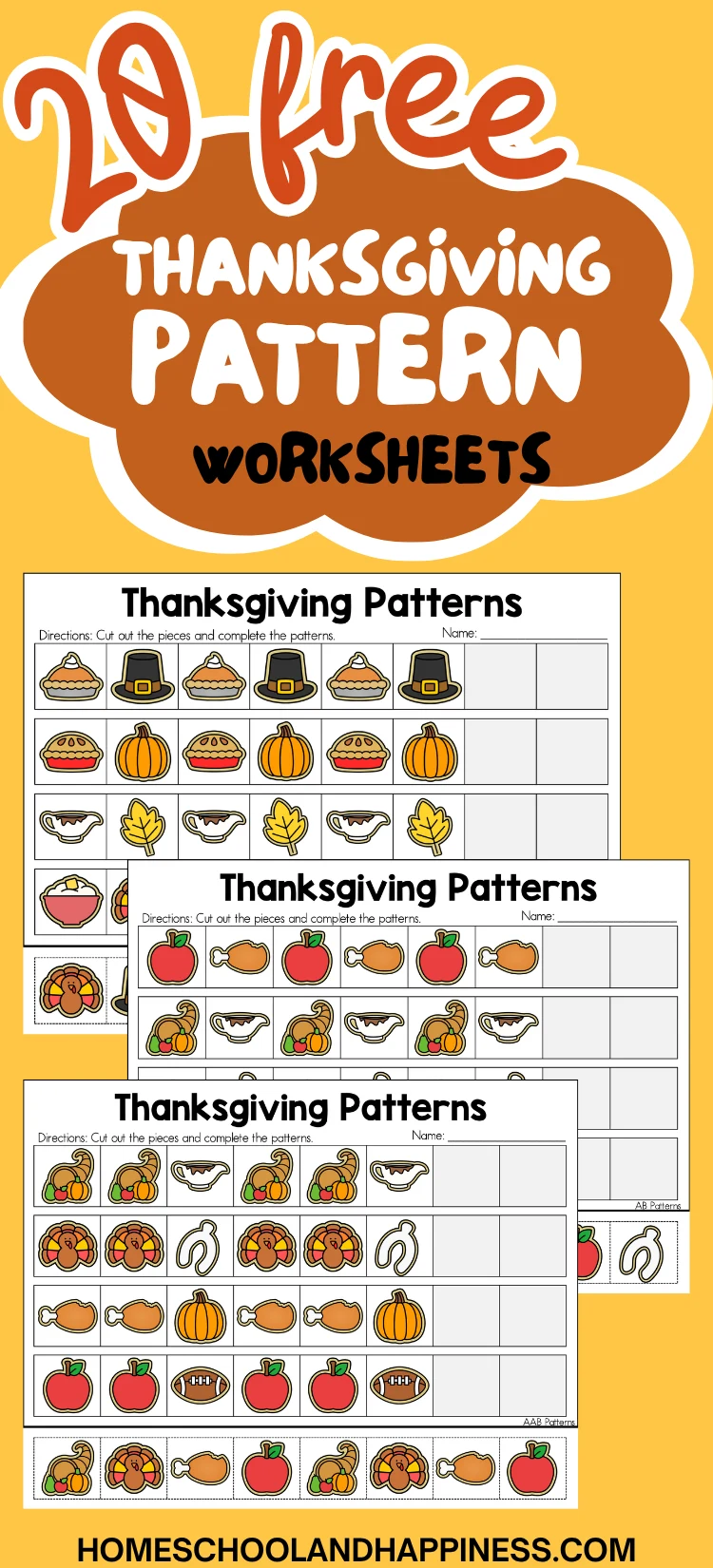 Thanksgiving Patterns Worksheets