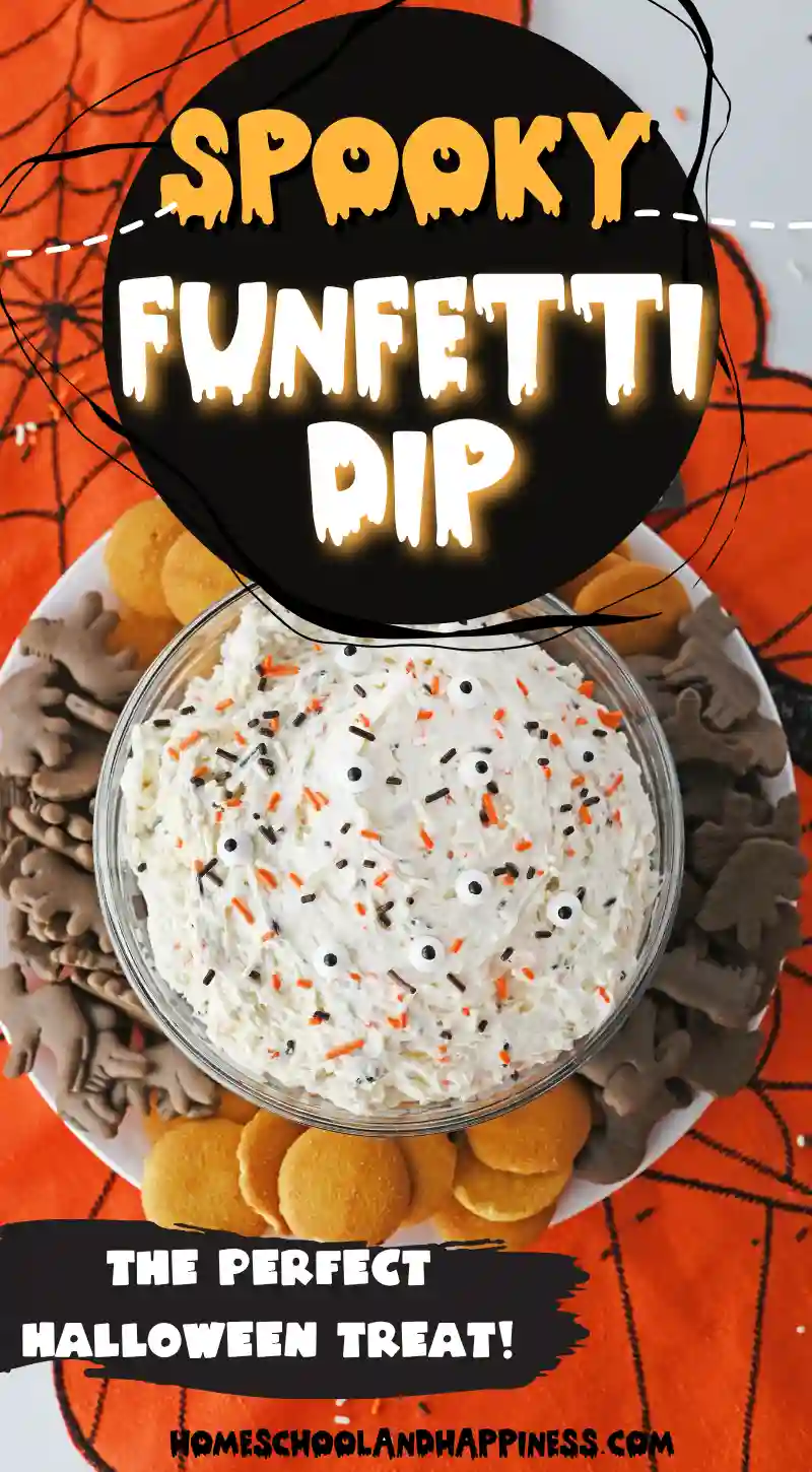 a halloween funfetti dip with sprinkles in a bowl