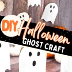toilet paper rolls cut, painted, and decorated to look like ghosts