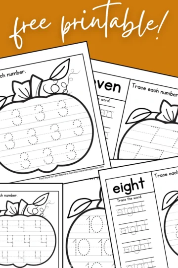 Pumpkin Tracing Numbers Worksheets