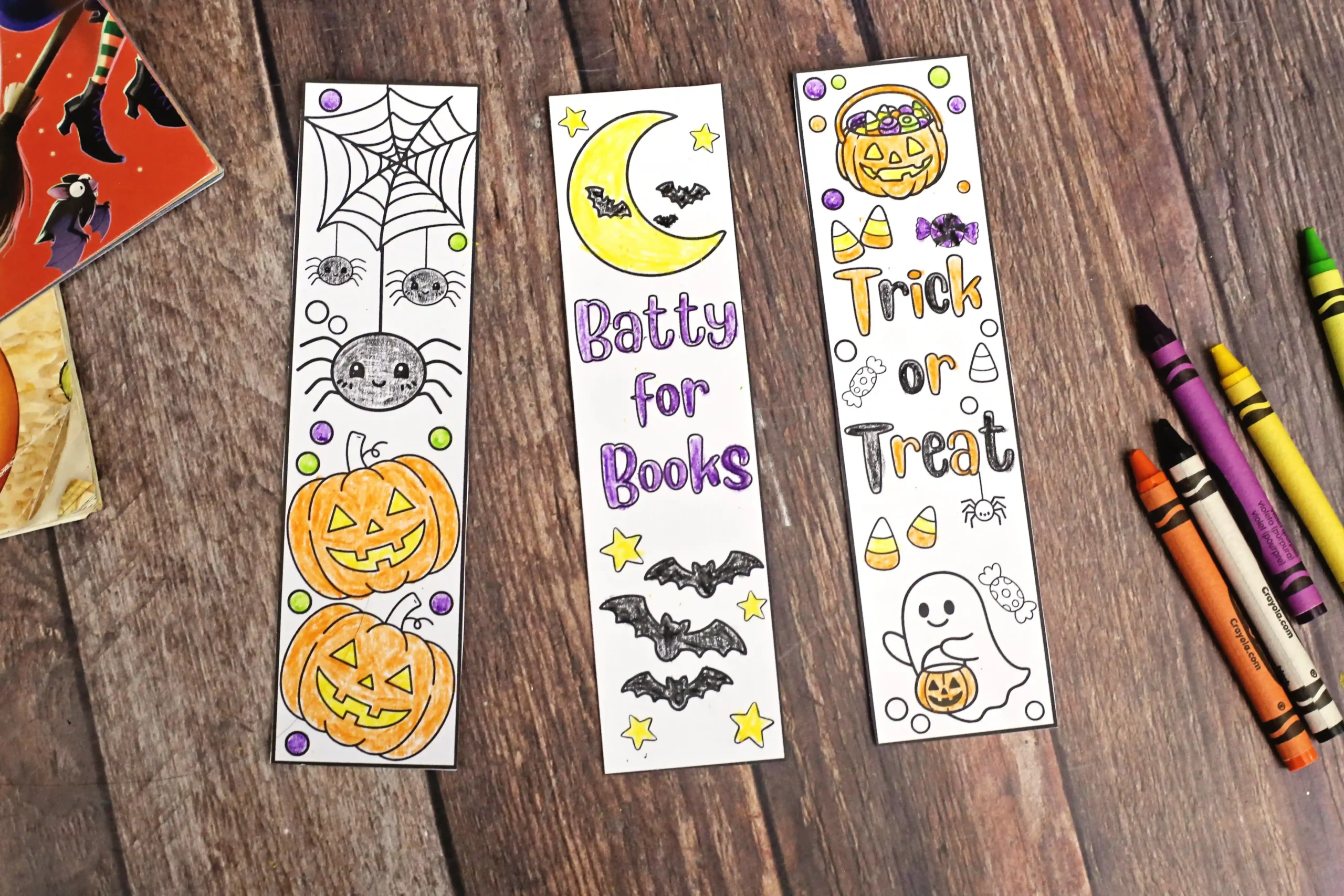 Printable Halloween Bookmarks that are colored in