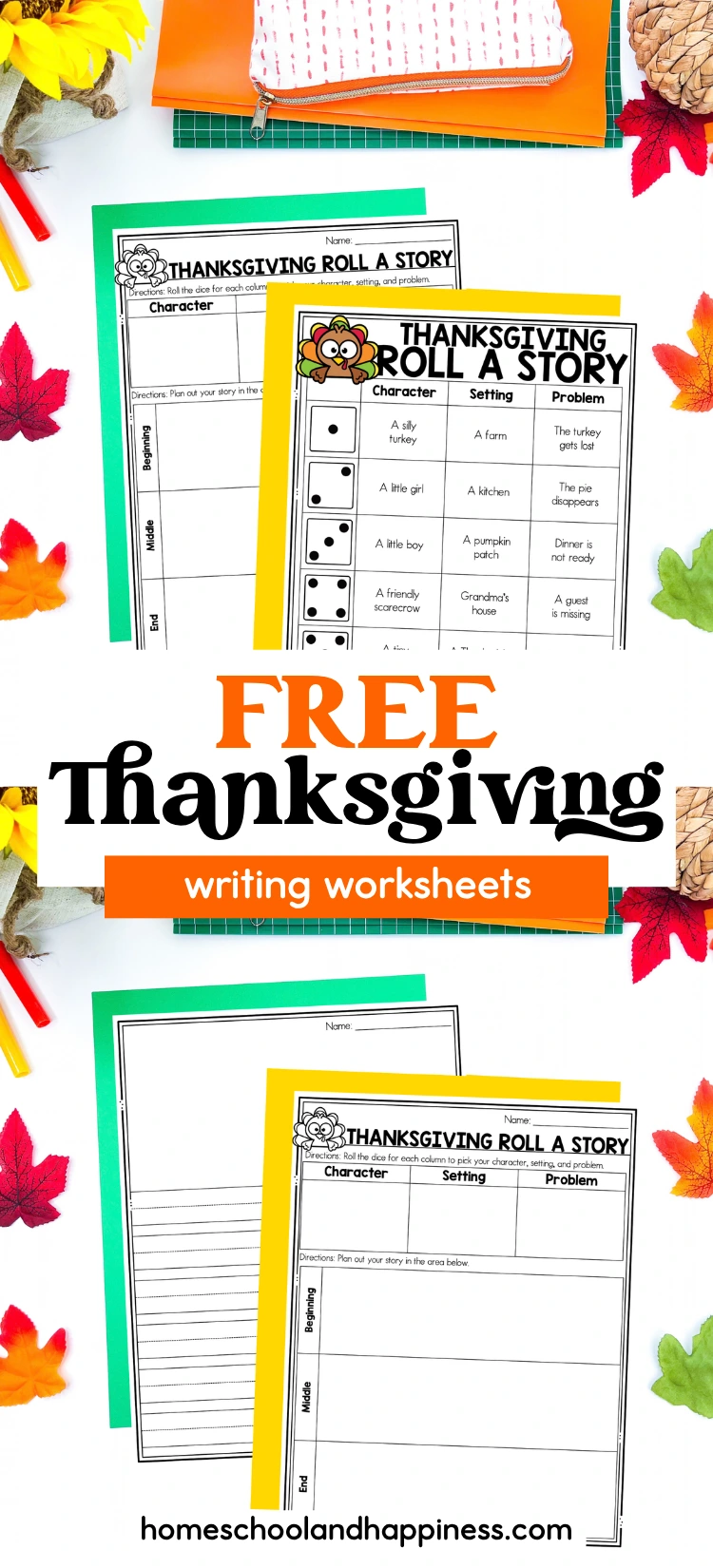 Thanksgiving Roll A Story worksheets
