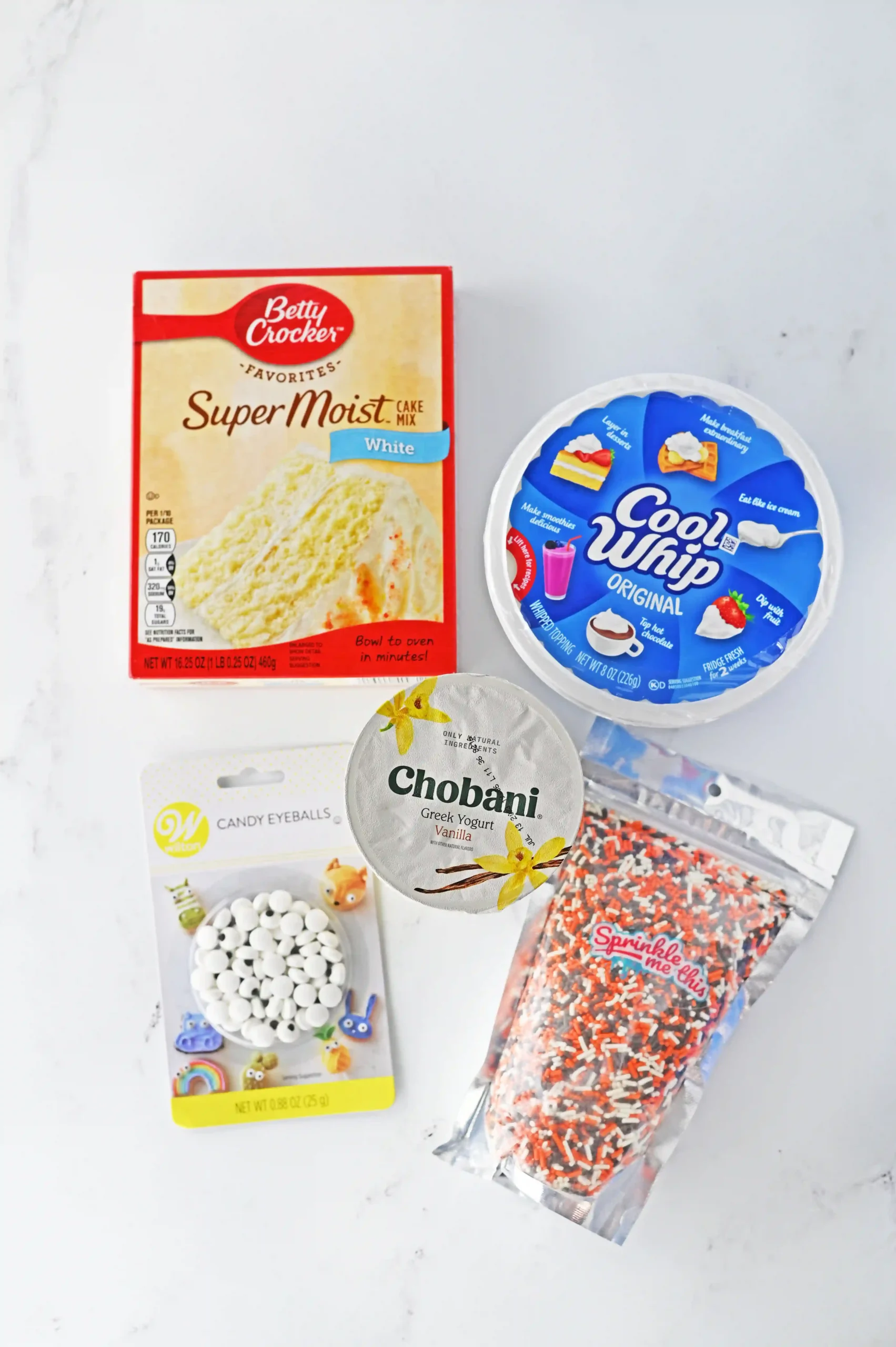 ingredients for the halloween funfetti dip