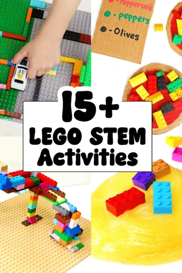 a collage of LEGO Stem Activities for Kids