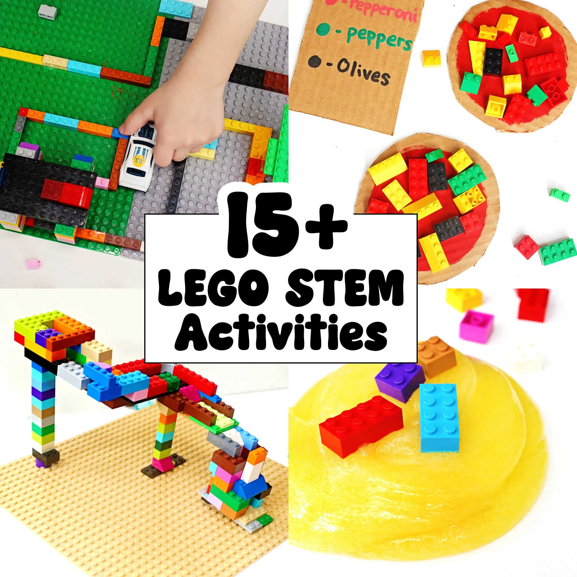 a collage of LEGO Stem Activities for Kids