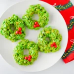 cornflakes dyed green and shaped like wreaths