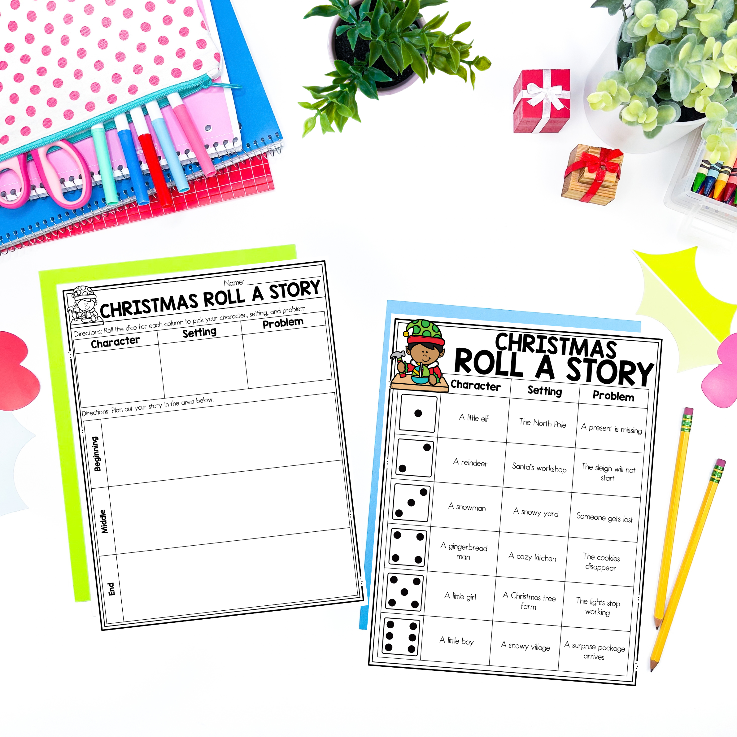 Christmas Roll A Story Worksheets