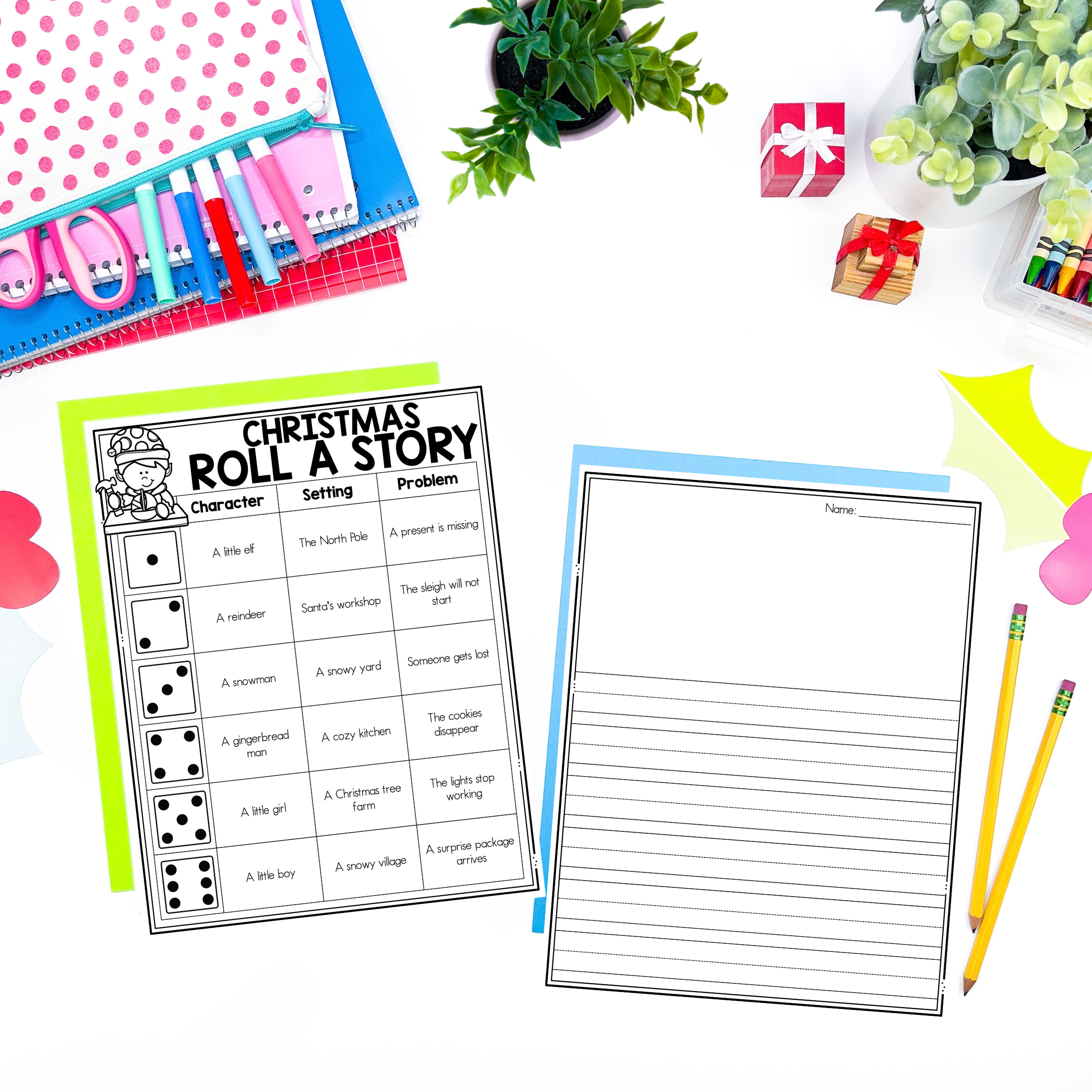 Christmas Roll A Story Worksheets