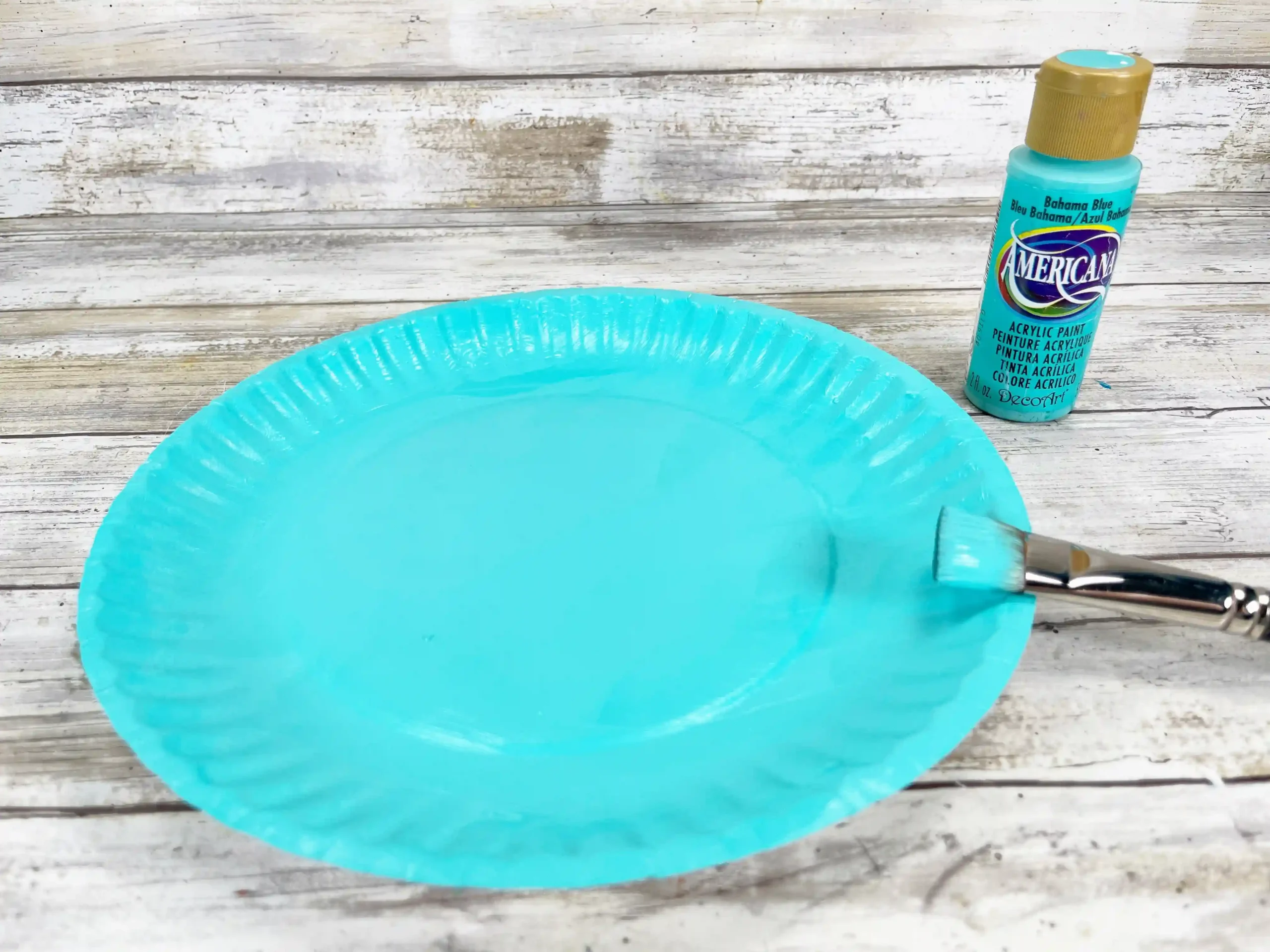 a paper plate painted blue