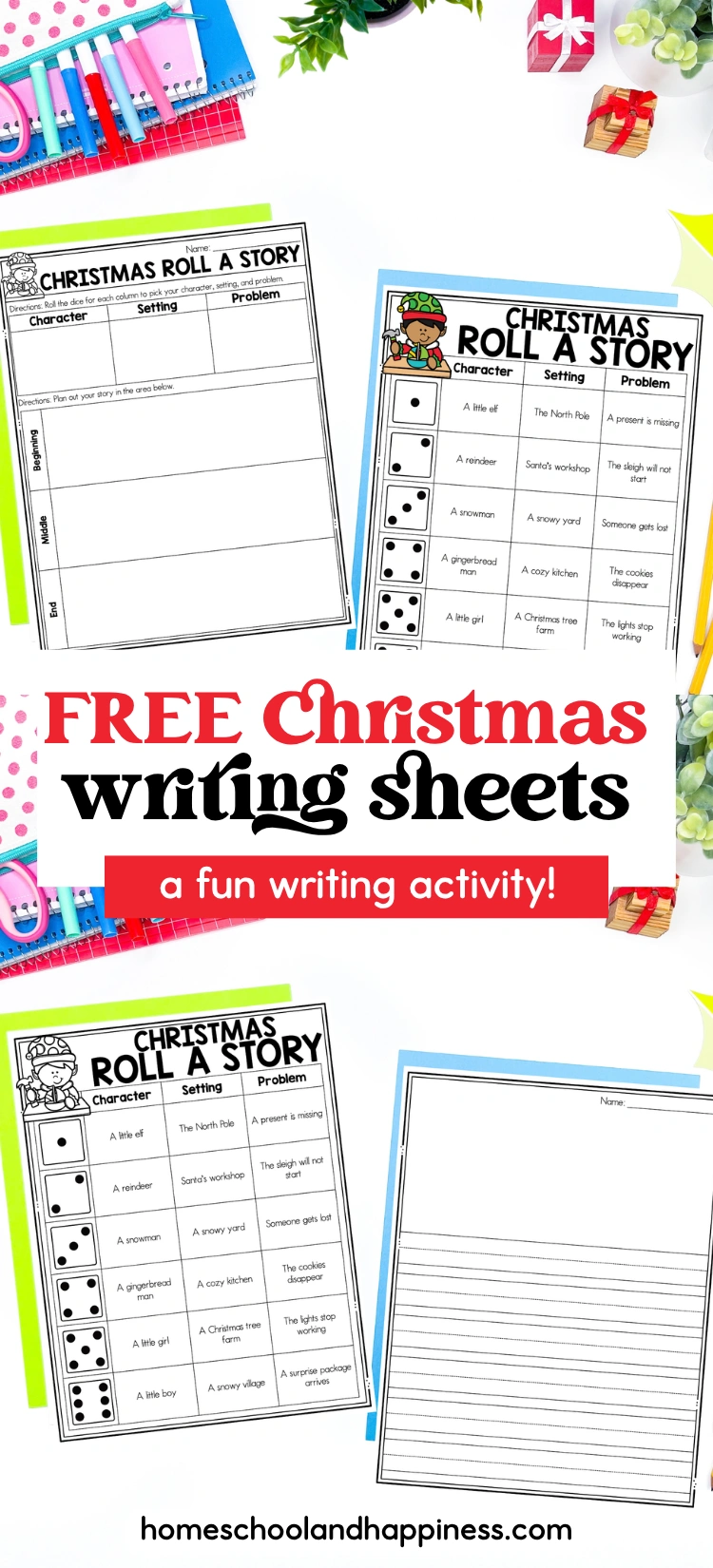 Christmas Roll A Story Worksheets
